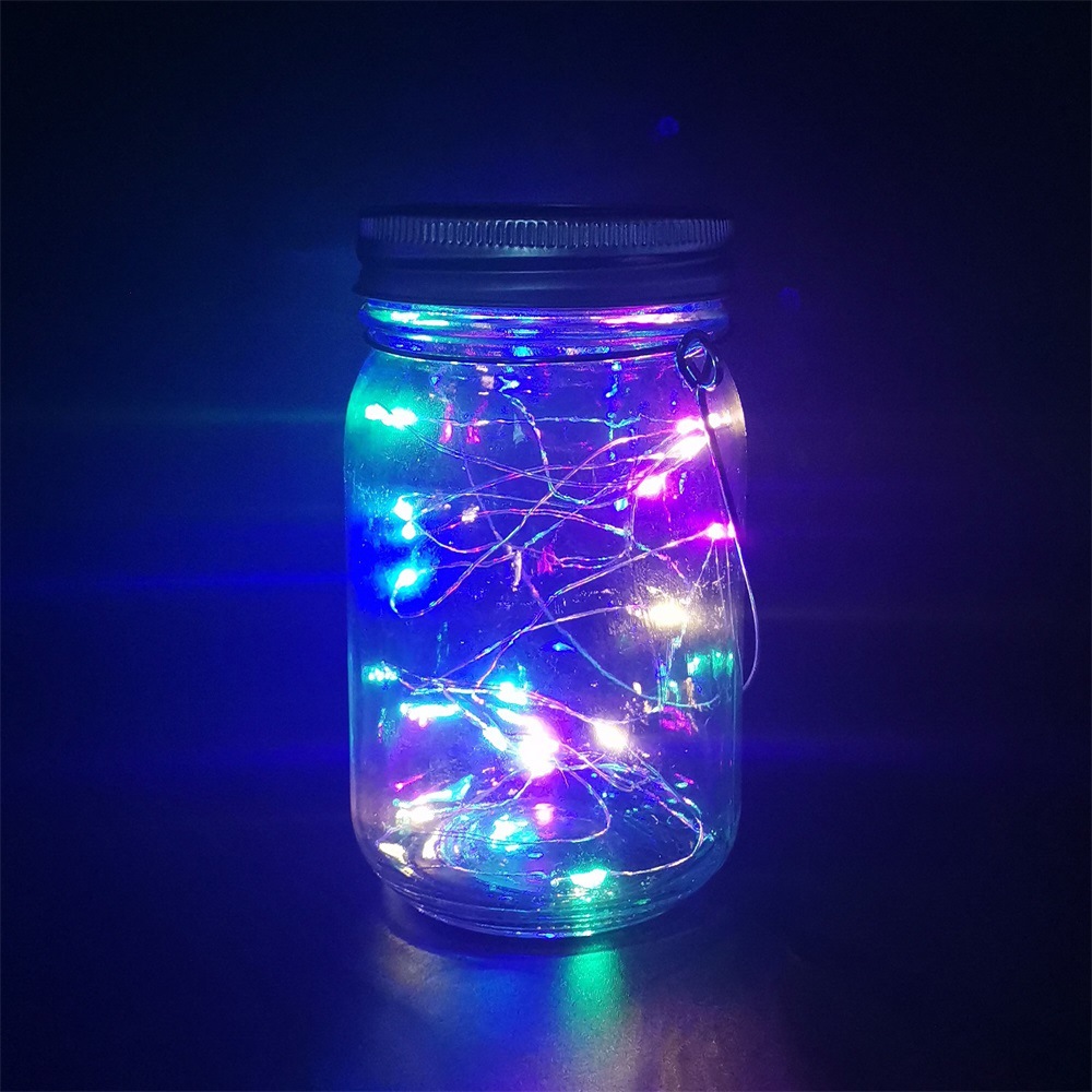 Solar Mason can light led copper wire string starry sky Fairy tale firefly solar Mason bottle cap pic 15