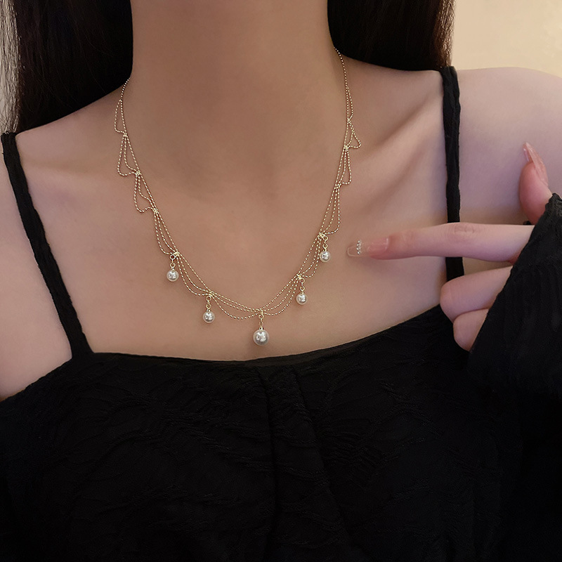 French retro high-end pearl necklace with a unique feminine charm, simple and elegant sweater chain, gentle and fairy-like accessory pic 23