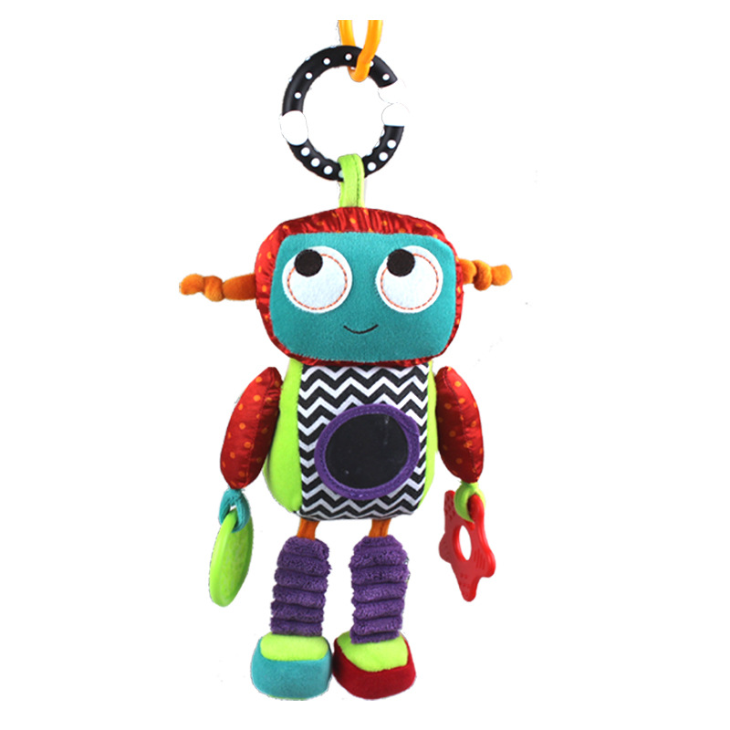 Robot baby stroller, hand-cranked bell, baby comfort, 3-6-12 months early education, educational toy, key pendant pic 3
