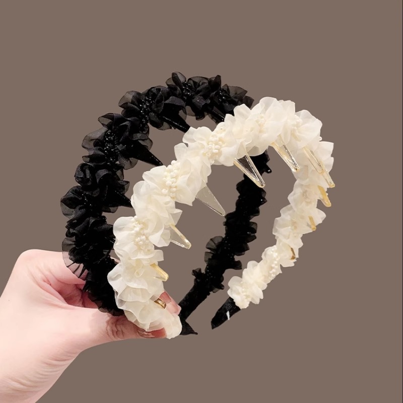 Retro flower-embroidered headband, new Spring/Summer 2025 ethnic style wide-edge headband, high-end headwear, pressure hair clip pic 4