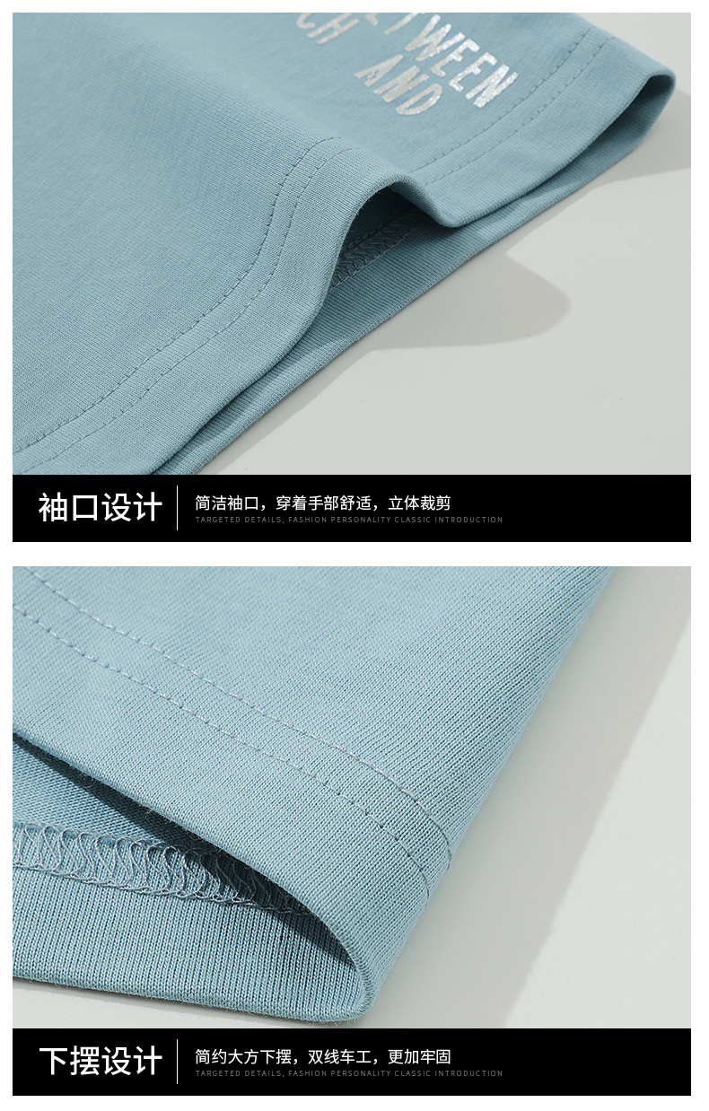 2024 Summer short-sleeved T-shirt for men, round-neck, large-sized body, sweat-absorbing half-sleeve, trendy brand pure cotton five-quarter sleeve men's T-shirt pic 26