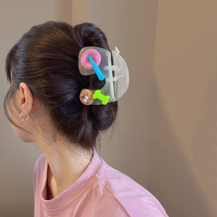 Korean-style retro leopard print hair tie and hair band, a high-end feminine touch, heart-shaped acrylic ponytail tie, leather band hair tie and hair accessory pic 9