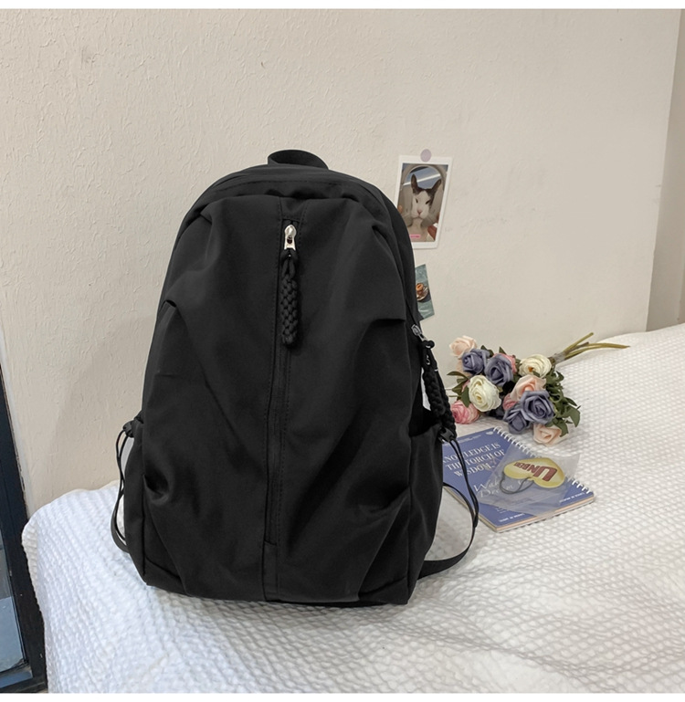 双肩包流行质感书包女初高中生学生旅行大容量背包纯色简约休闲包详情22