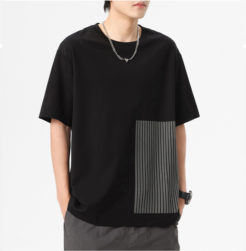 短袖T恤男夏季新款冰感宽松舒适半袖打底衫日系简约条纹休闲体恤详情15