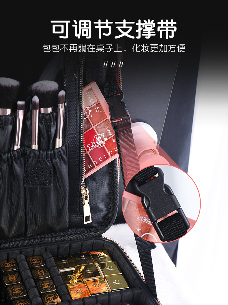 新款PU化妆包女大容量纹绣美容美发工具包化妆品收纳多层隔板套装详情8