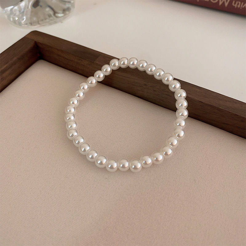 French retro and simple pearl elastic bracelet, French light luxury fashionable wristband, popular daily versatile and elegant jewelry pic 6