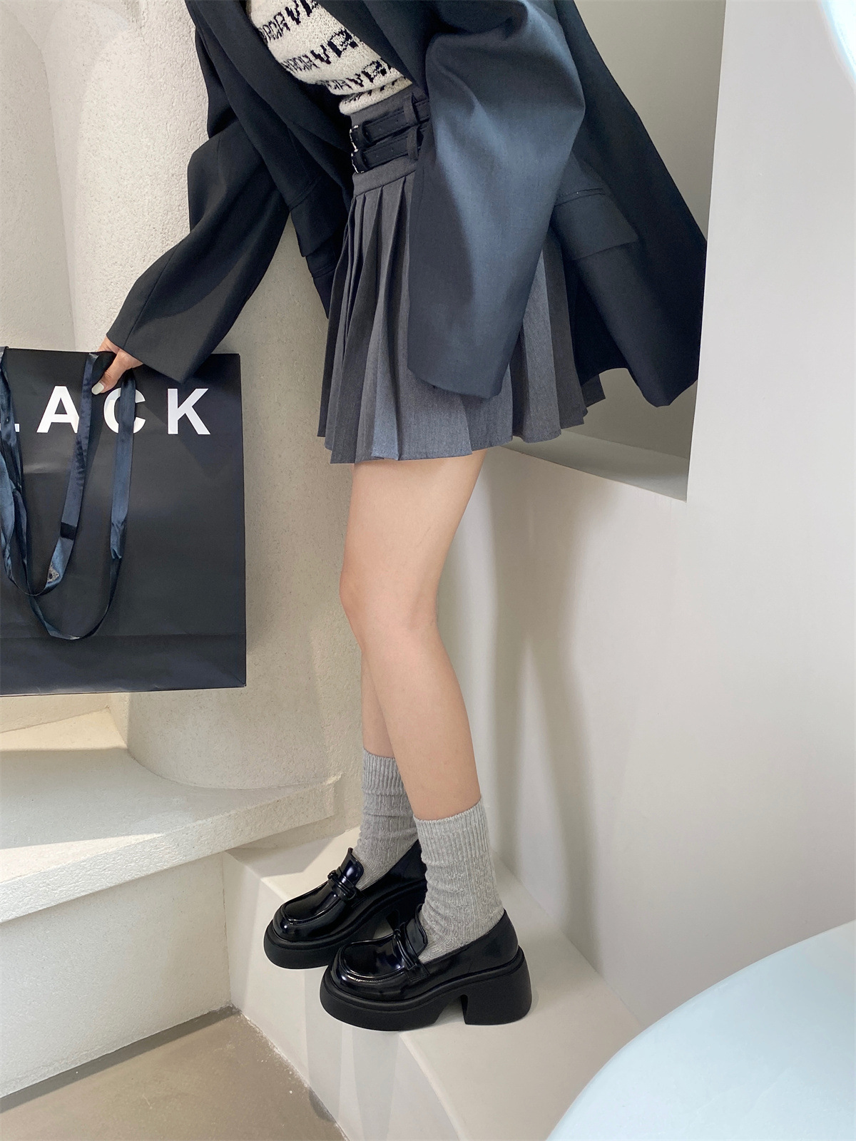 厚底松糕小皮鞋2023新款秋季单鞋女日系JK粗跟乐福鞋详情25