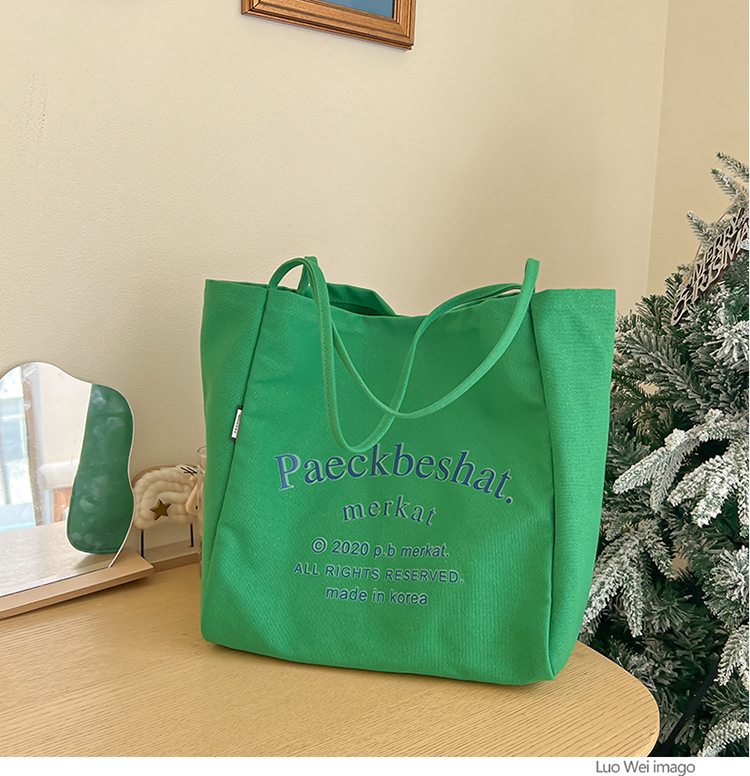 外贸潮流女包 布包新款韩版时尚简约单肩包 字母印花文艺托特包详情23