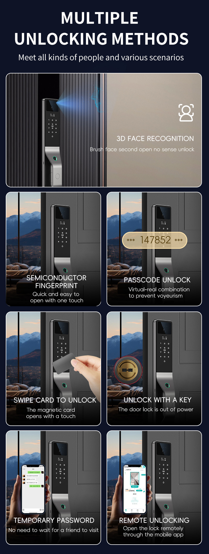 Graffiti fully automatic fingerprint lock, household security door, password lock, facial recognition smart lock, remote electronic lock pic 8