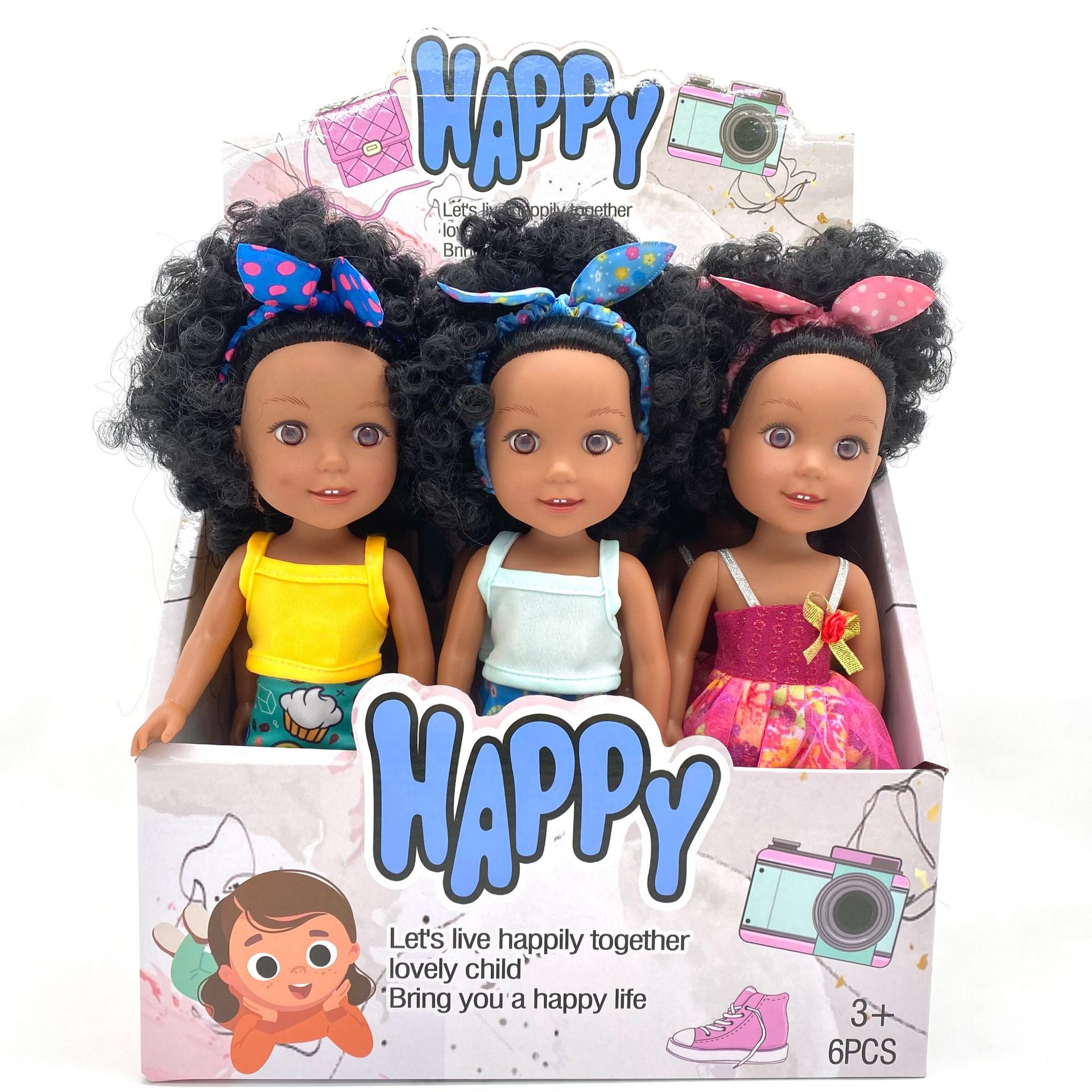 Wholesale of new cross-border 14-inch full-body vinyl 3D eye simulation black doll Black Girl toys pic 1