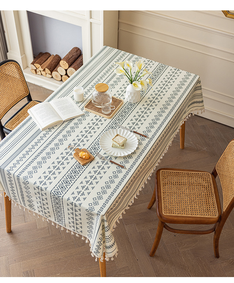 免洗棉麻波西米亚桌布 长方形流苏民族风艺术布艺 防水防油餐桌布 民宿装饰用品 其他分类详情15