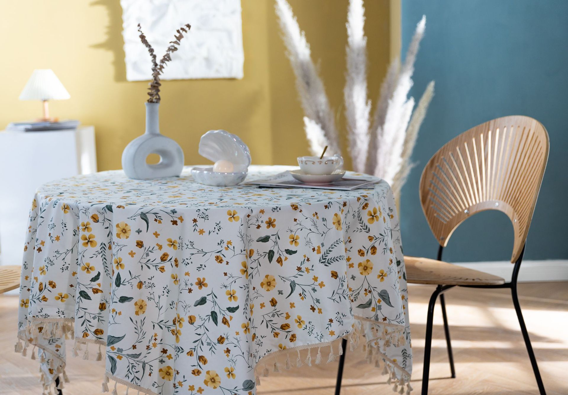 Pure cotton cross-border artistic Nordic Japanese tassel tablecloth, Japanese printed cover cloth, Korean floral rectangular tablecloth pic 15