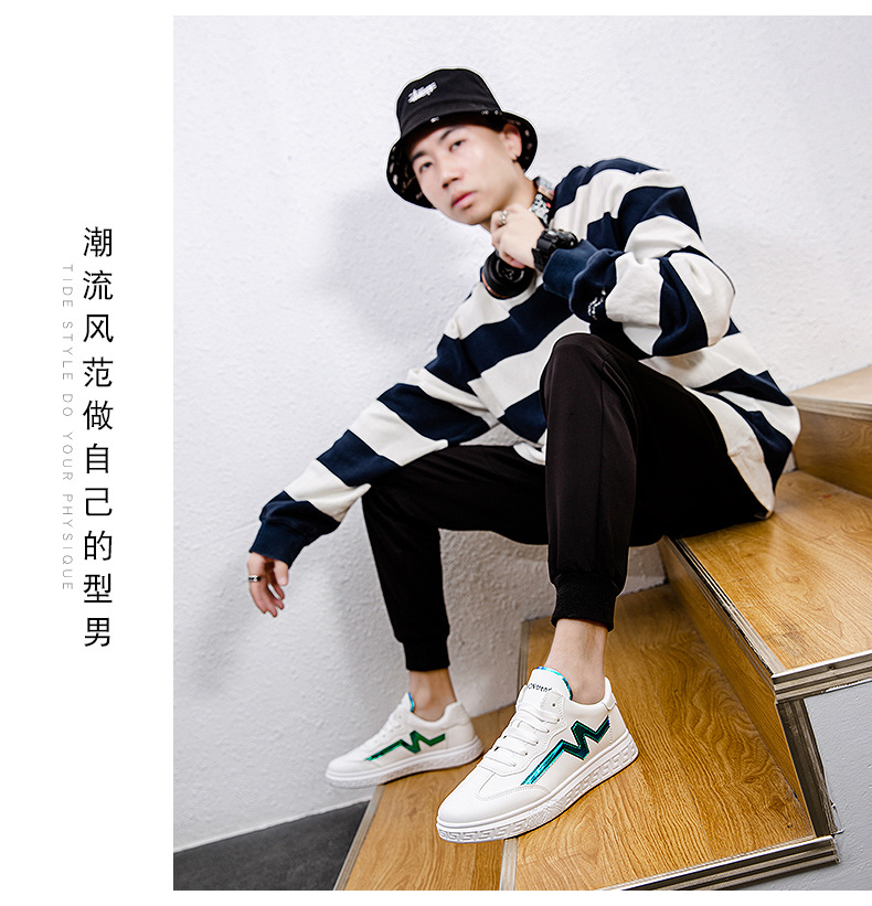 学院风小白鞋2022春季新款皮面板鞋低帮休闲运动鞋时尚潮流男鞋详情7