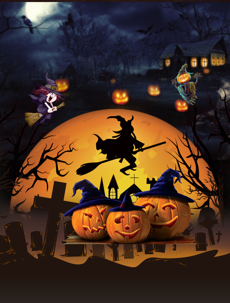Cross-border wholesale of Halloween lampshades, pumpkins, witches, black cats, candles, led lights, ghost Festival, haunted house lighting fixtures pic 9