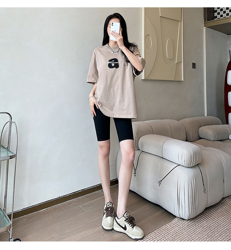 Pocket shark capre pants for women's outerwear, spring and summer thin high-waisted cinched belly sand fish Barbie pants, cycling pants mid-length pants pic 14