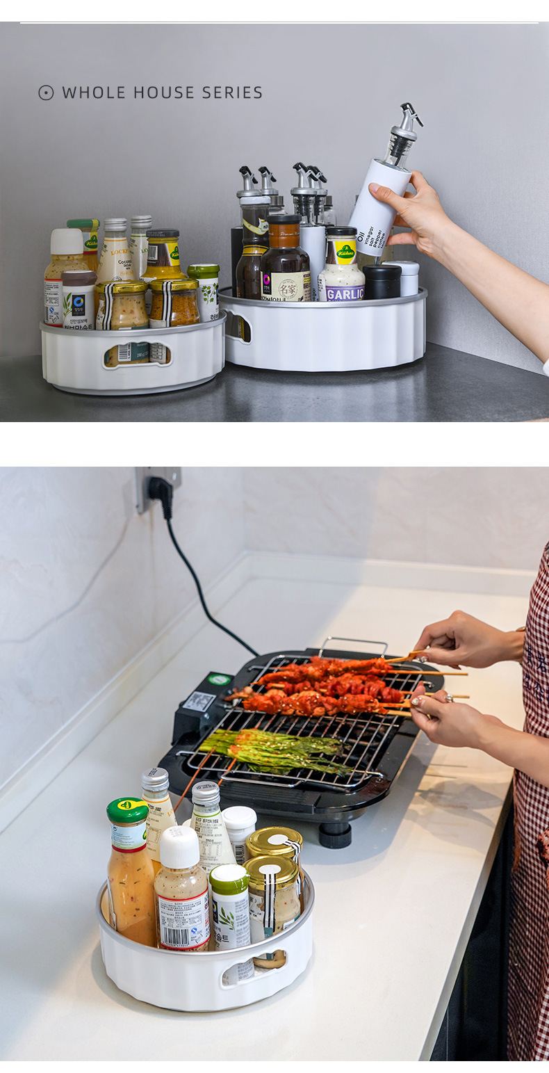 X127-8230 Rotating disk Storage rack, multi-functional anti-slip tray, seasoning bottle, kitchen adjustable storage box pic 17