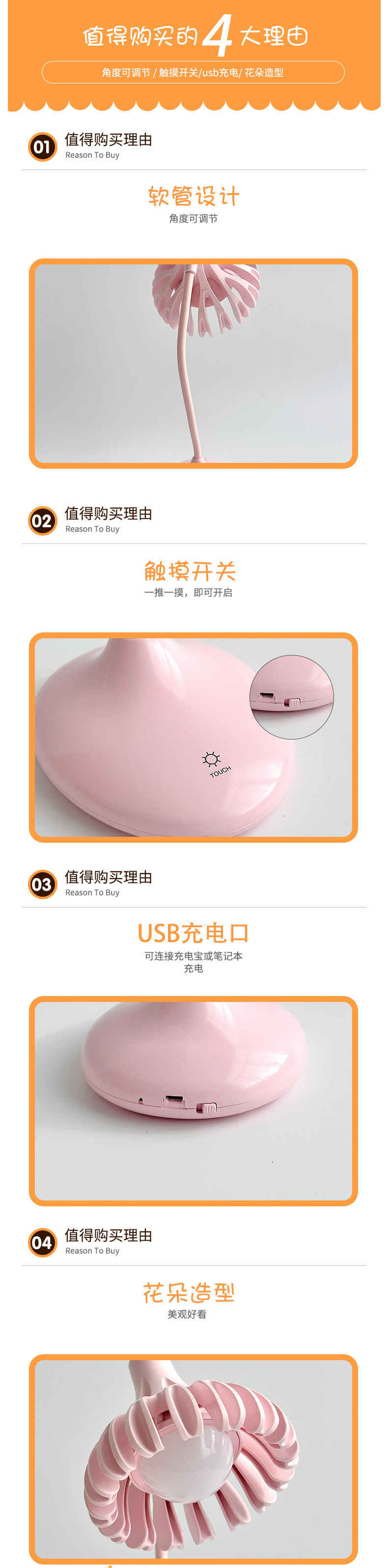 LED desk lamp, multi-functional study special, student office, children's eye-protecting bedside table, home usb bedroom small desk lamp pic 4