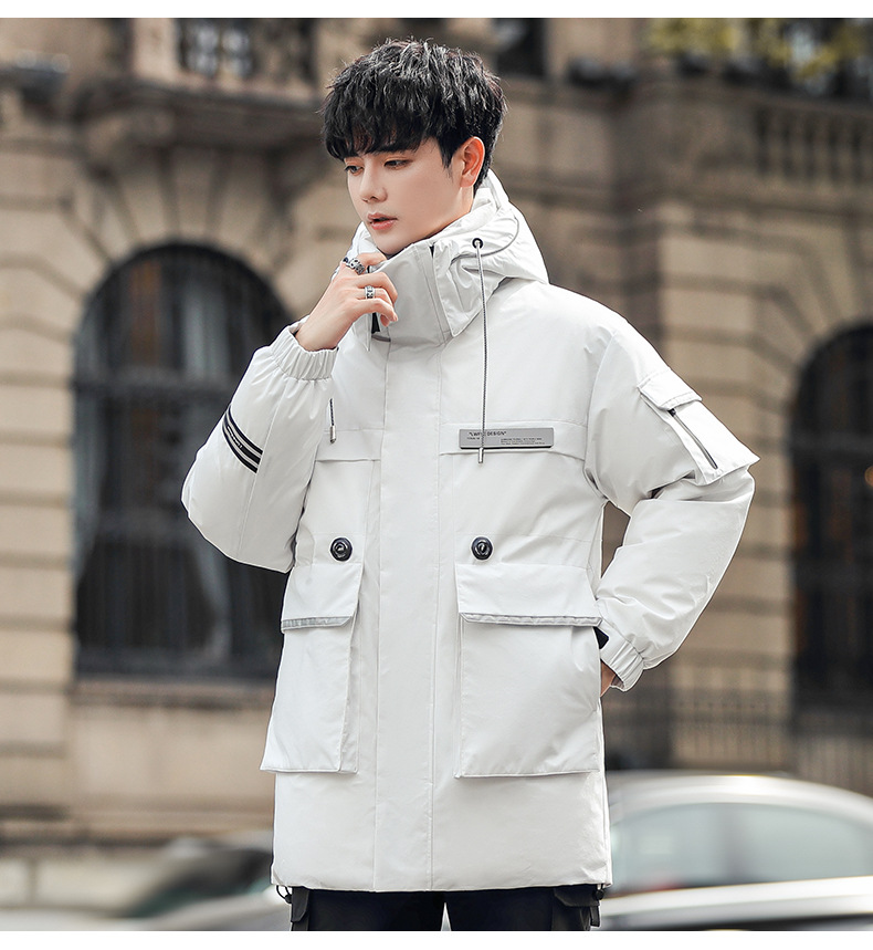 工装羽绒服男中长款2022年冬季新款男士保暖外套百搭男装潮牌上衣详情15