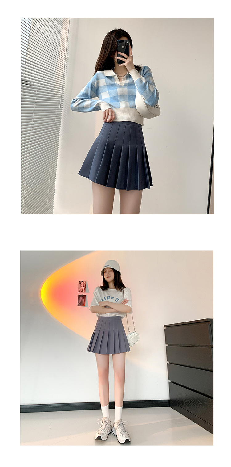 Pleated skirt for women, summer white short skirt, Japanese high-waisted, slimming, new autumn and winter jk plaid large A-line skirt pic 63