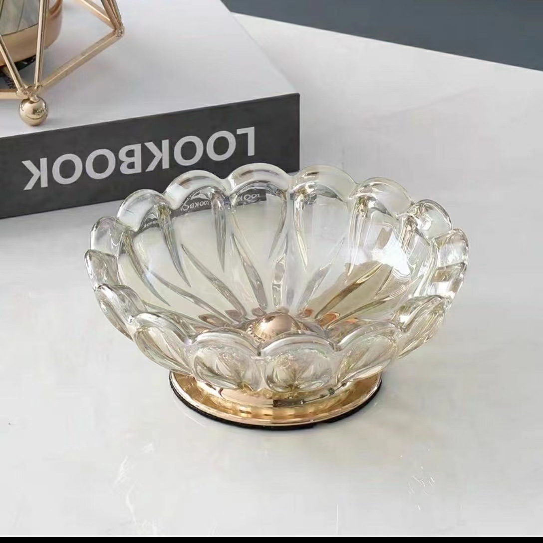 轻奢玻璃双层果盘现代创意糖果盘干果盘家用客厅茶几摆件奢华果盆详情4