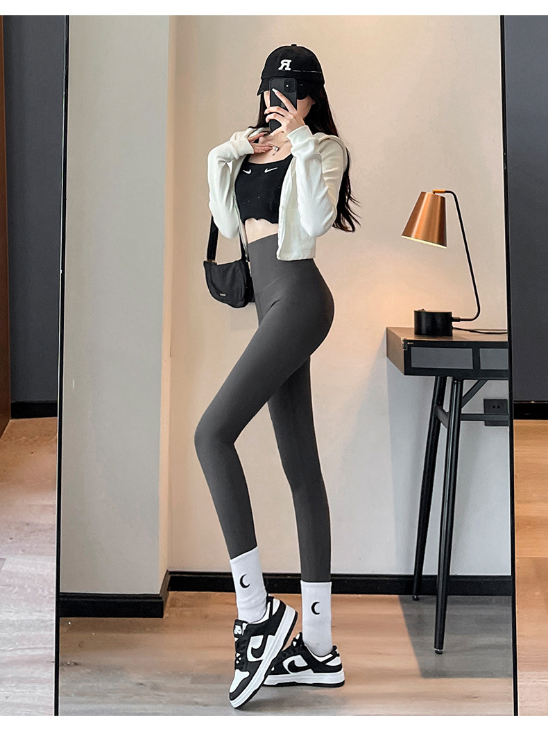 Pantalones de tiburón pulido para mujeres primavera nuevo tamaño grande pantalones de barbie color café pantalones de yoga de pies pequeños más polainas leggings al por mayor pic 25