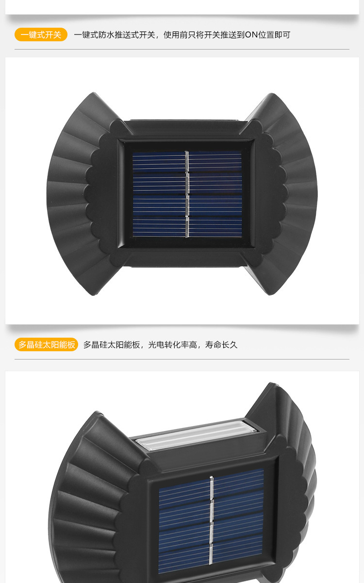 New solar-powered outdoor courtyard lamps for yard and garden decoration and wall washing, with top and bottom luminous atmosphere wall lamps pic 38
