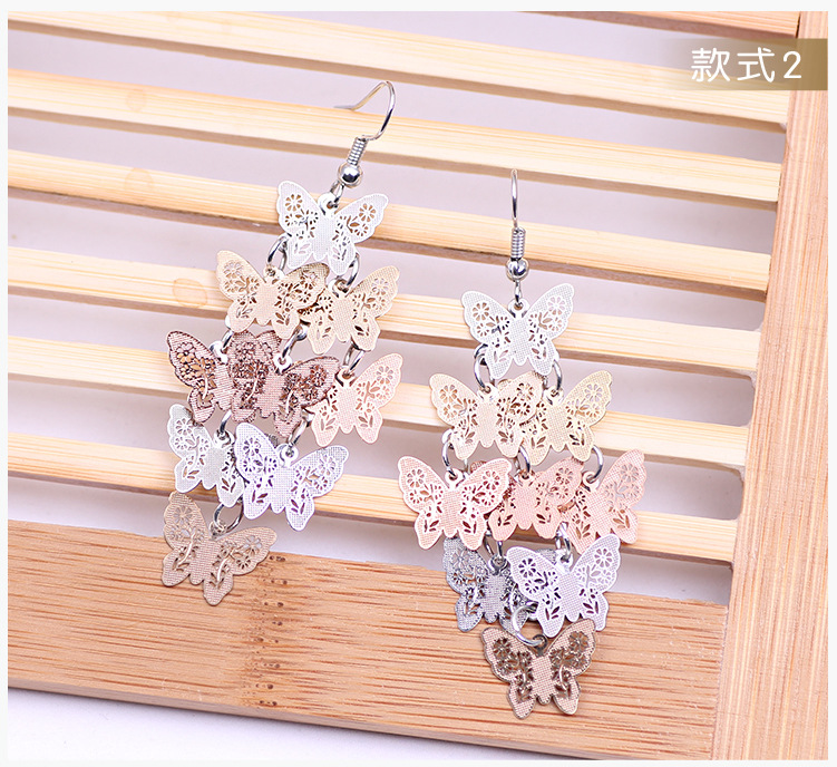 Small-batch wholesale best-selling fashionable and elegant butterfly earrings, earrings, colorful small nine-piece earrings, copper accessories and ornaments pic 9