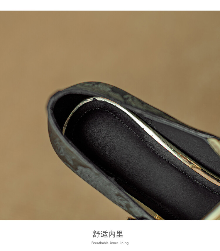 新中式国朝风单鞋2024春季新款百搭复古法式粗跟方头浅口女士单鞋详情6