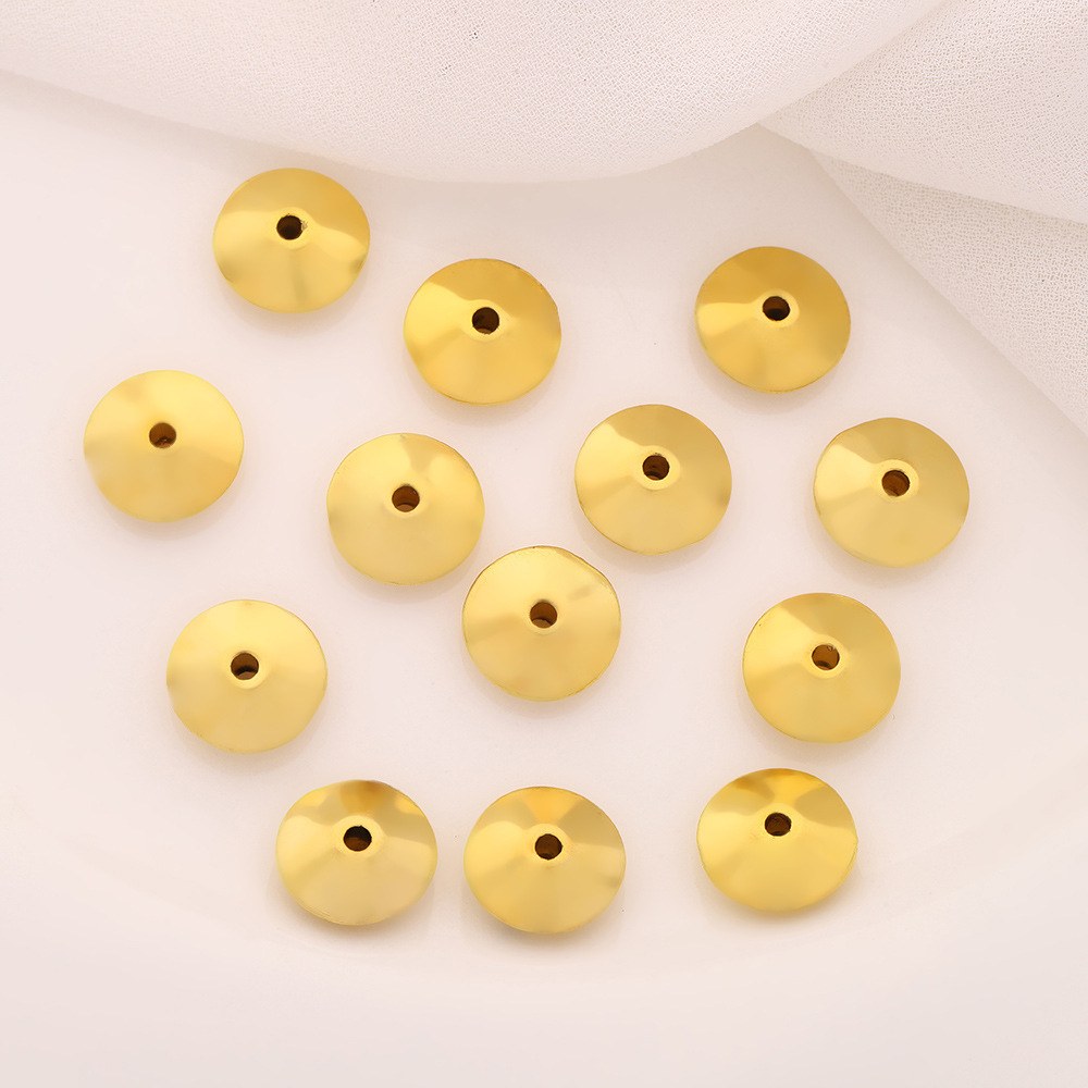 Retro gold and silver flying saucer threaded polka dot perforated spacer beads, simple smooth surface bead diy alloy jewelry accessories pic 4
