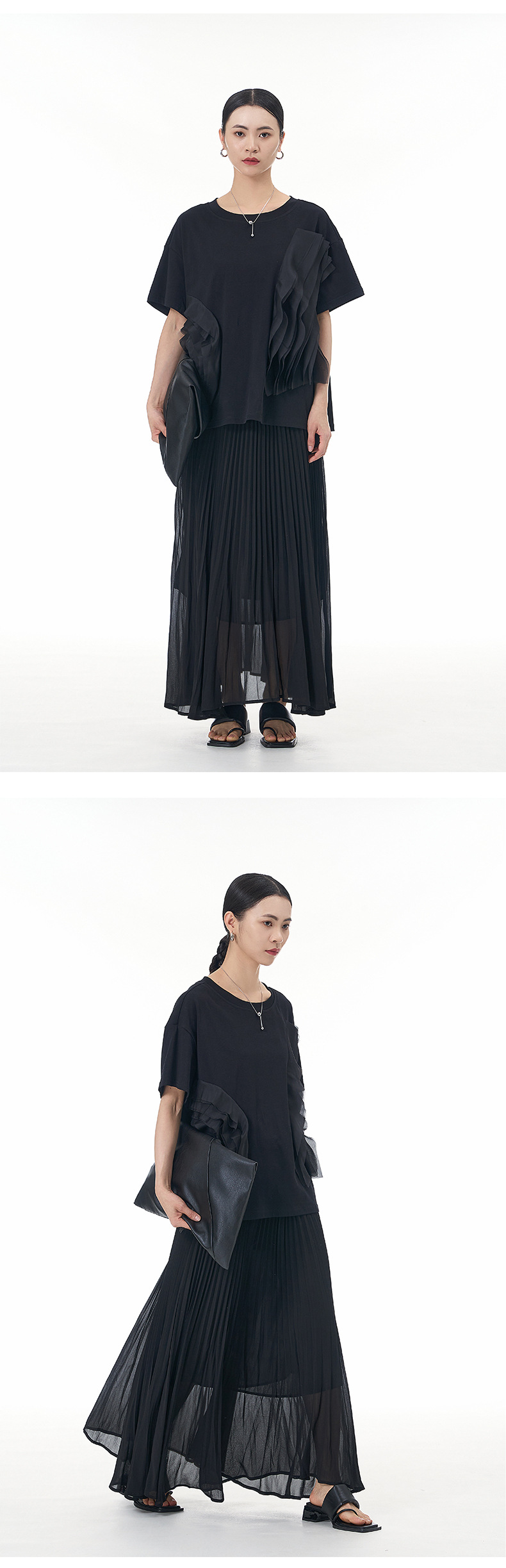 大码女装2025夏新宽松纱网拼接纯棉短袖T恤气质韩版显瘦上衣68852详情8