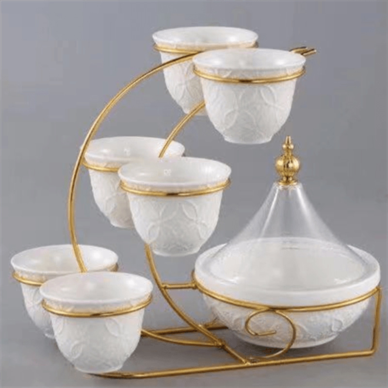 欧式轻奢酒店家居茶盘水果盘欧式白金陶瓷茶杯盘印花带盖碗果盘2金堡花瓶详情5