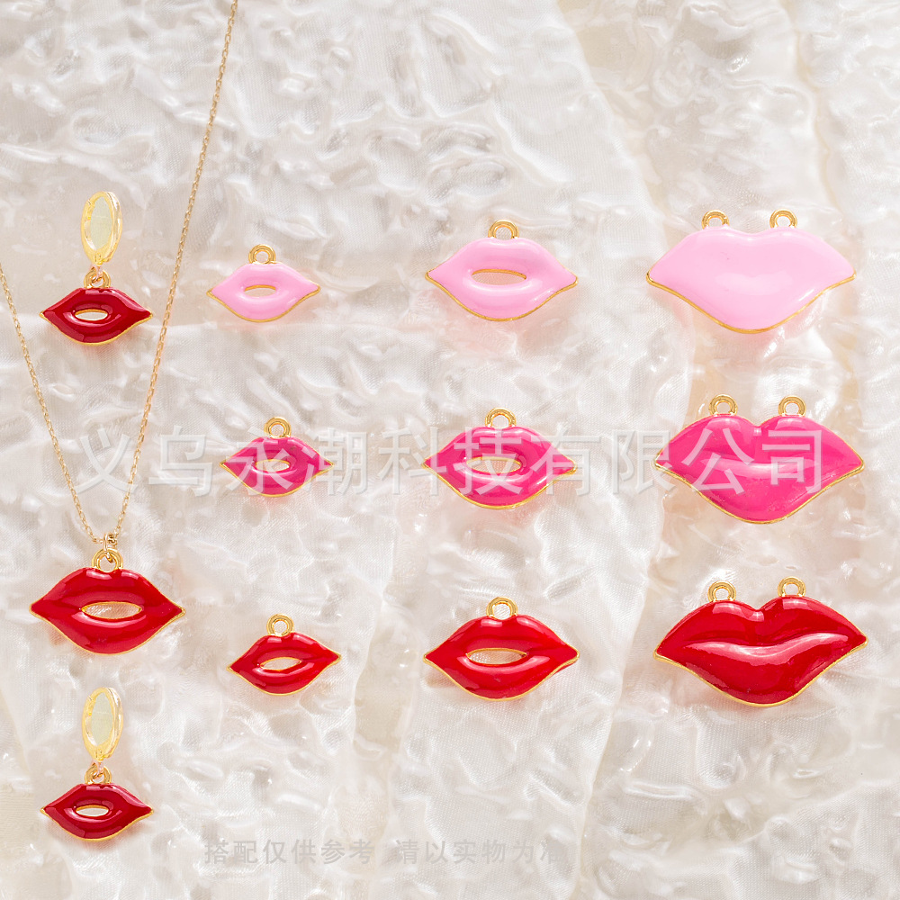 Yiwu Accessories Alloy DIY accessories Spring and Summer bestsellers Red lip earrings, earrings, necklaces, pendants, niche design styles pic 7