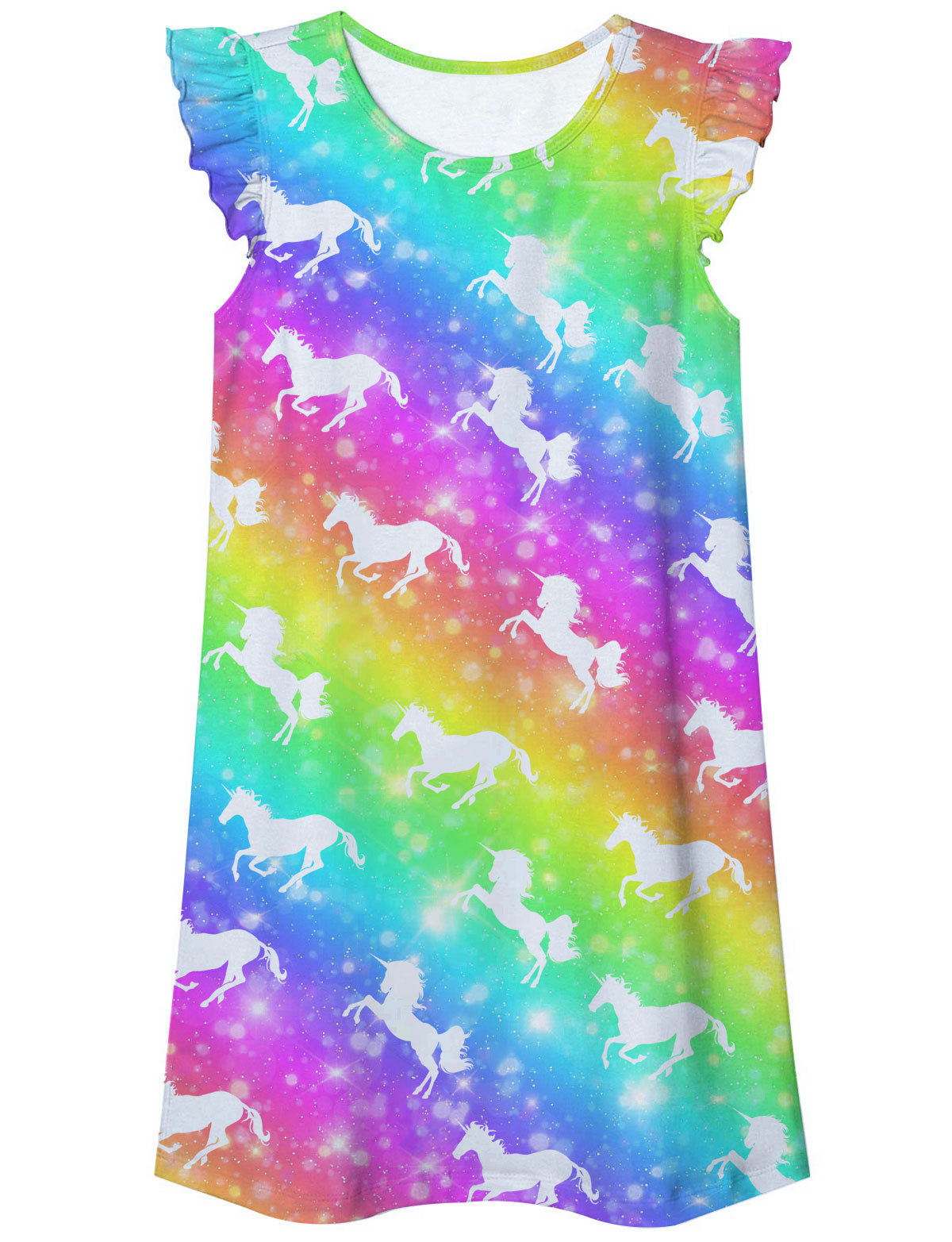 跨境外贸热销3D数码印花 时尚儿童七彩色颜料夏季宽松童装短袖T恤详情52