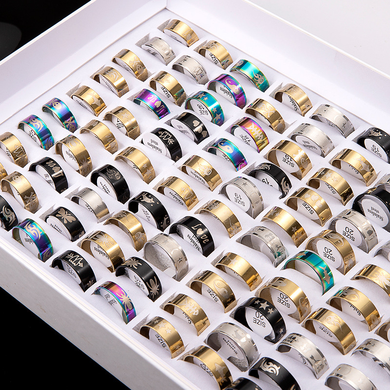 跨境电商亚马逊速买通货源 多款混色打标不锈钢戒指 厂家货源批发详情2