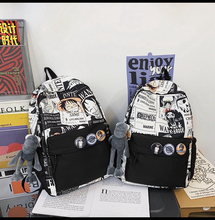 2023新款书包大容量时尚百搭双肩包初高中生情侣简约校园风双肩包详情39