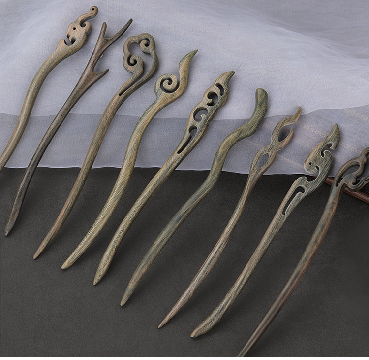 黑檀木发簪古风簪子绿檀木簪 高级感新中式盘发头饰木质发钗批发详情11