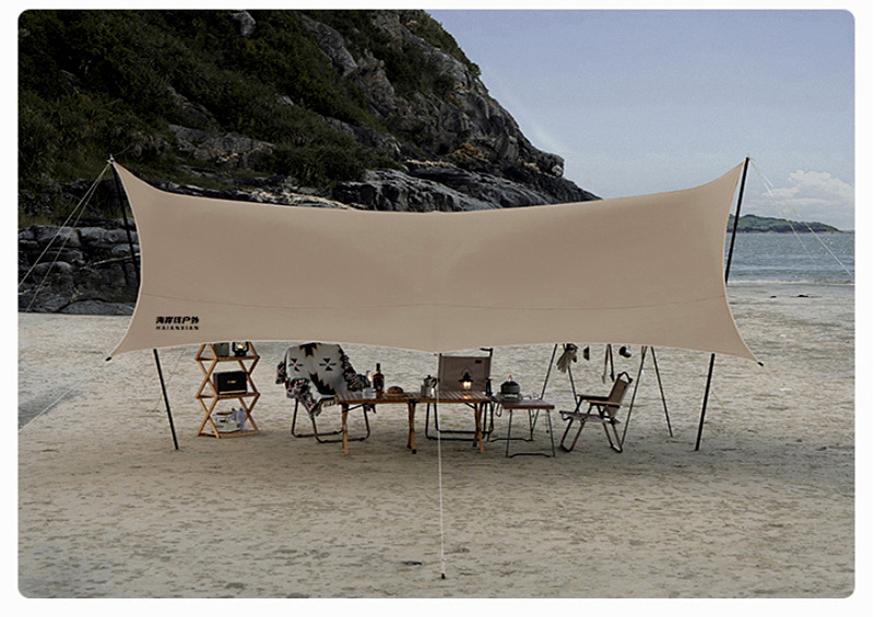 Coastline Outdoor black rubber canopy camping table and chair set, butterfly-shaped camping sun protection and shade canopy, octagonal canopy pic 14