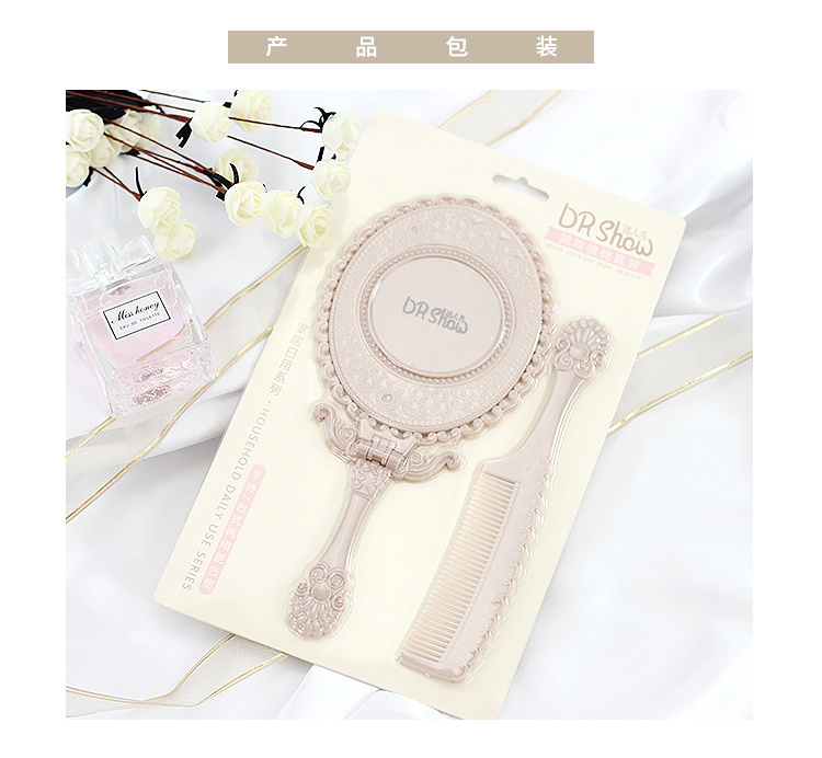 N3132 Vintage handle mirror comb set, makeup mirror comb, desktop mirror, student mirror, street stall supply pic 8