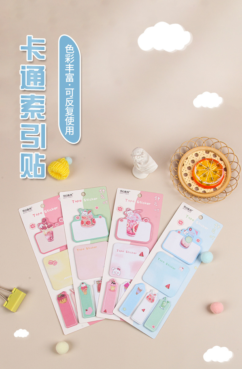 Fruit Juice Rabbit Korean version cute cartoon notepad, tearable portable message note, sticky note, memo pad wholesale pic 1