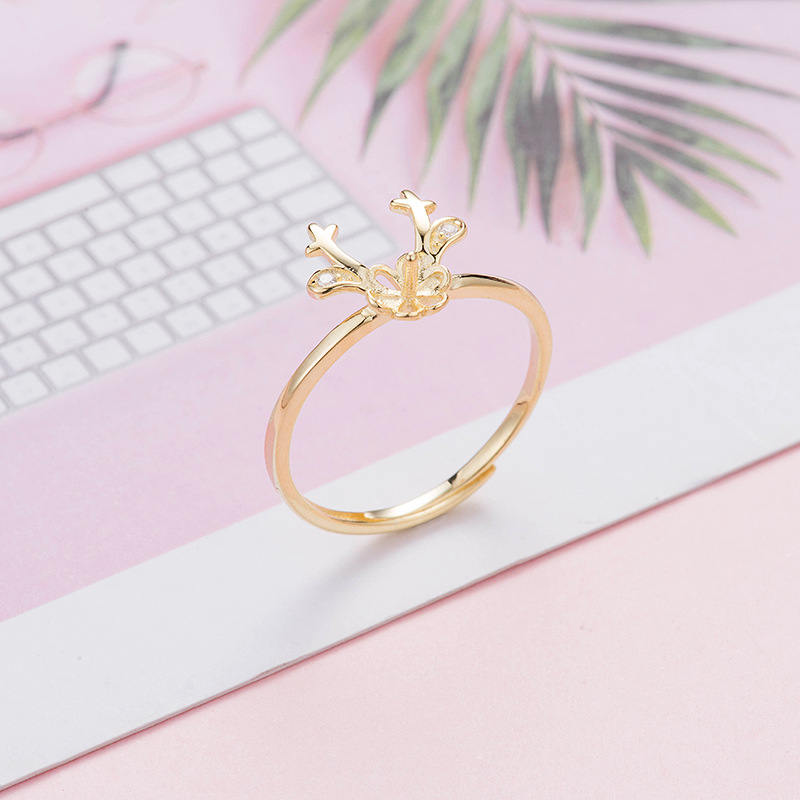 S925银简约戒指托粘珠子配件珍珠粘扣银镀白金珍珠配件详情15