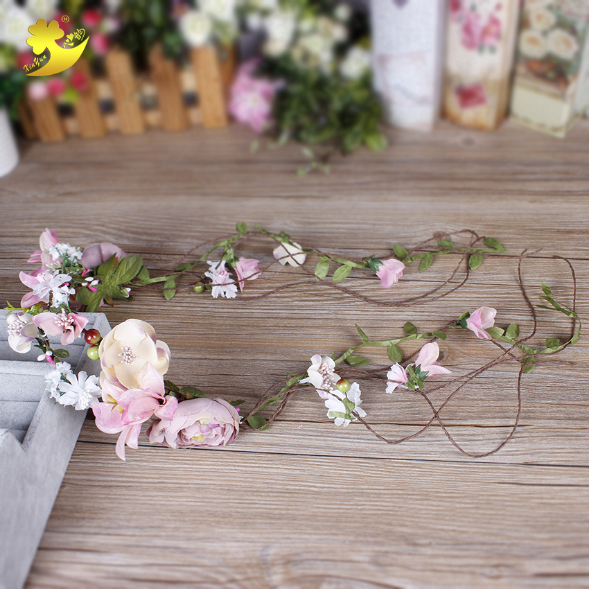 Japanese-style sweet and fashionable advertising photography, pure handcrafted rattan, exotic wedding dress, red bean paste flower bud head ring pic 5