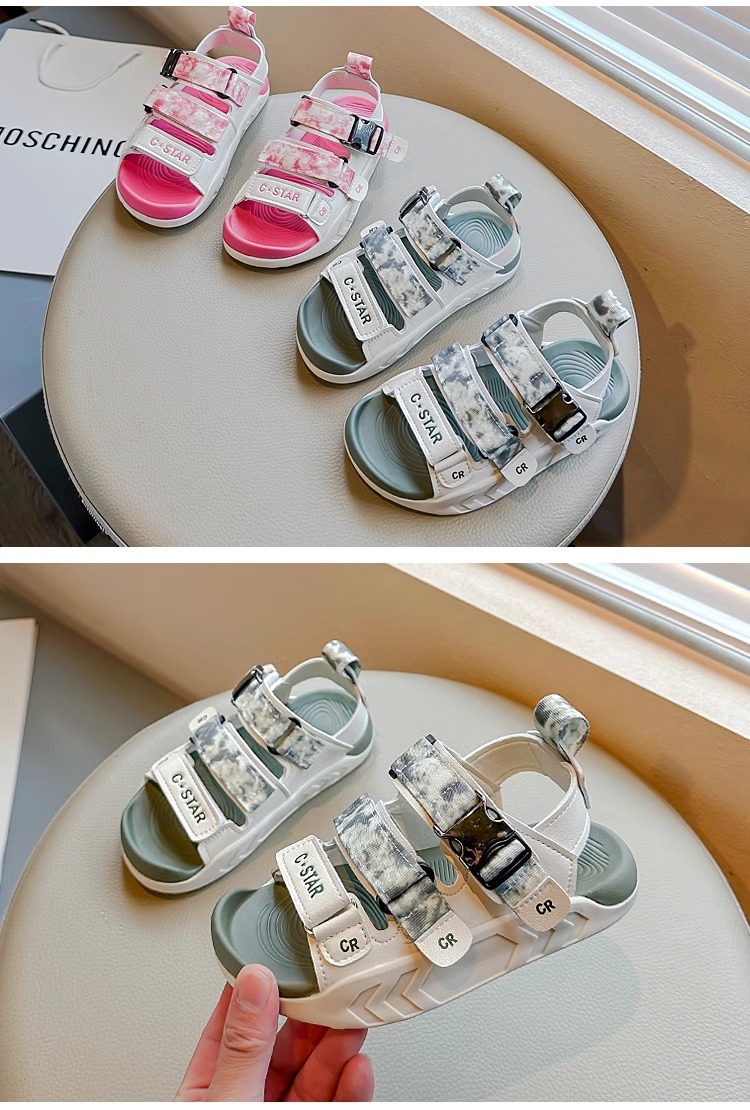 儿童运动凉鞋2024夏季新款男童防滑包头沙滩鞋迷彩软底女童休闲鞋详情24