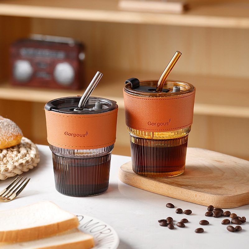 Popular glass bamboo joint cups, straw cups, juice drink coffee cups, promotional gift cups, glass water cups, logo printing pic 1