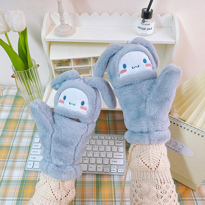 2022 Glove Girl Winter Laurel Dog Cute Korean version student cycling thickened windproof driving gloves for winter pic 5