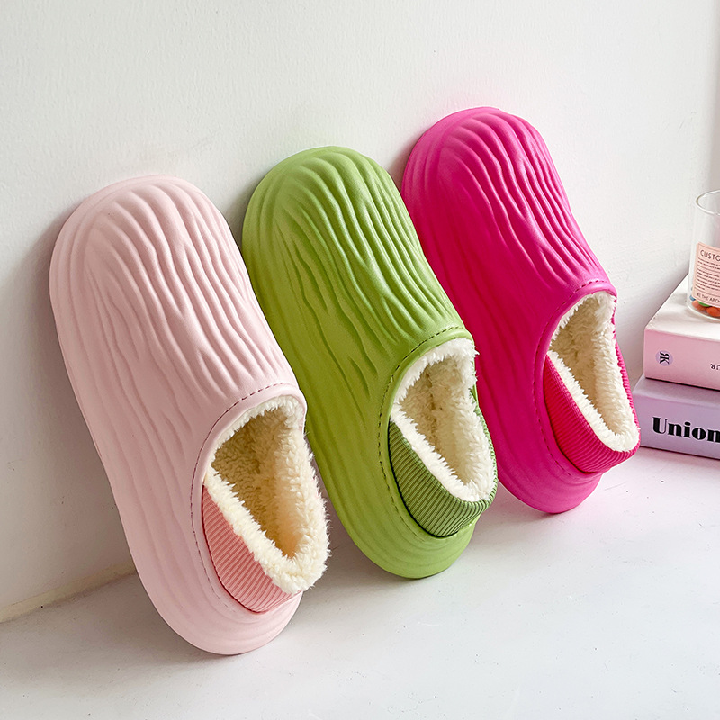 跨境批发现货棉拖鞋女秋冬季家居室内保暖厚底冬天防水毛绒棉鞋男详情1