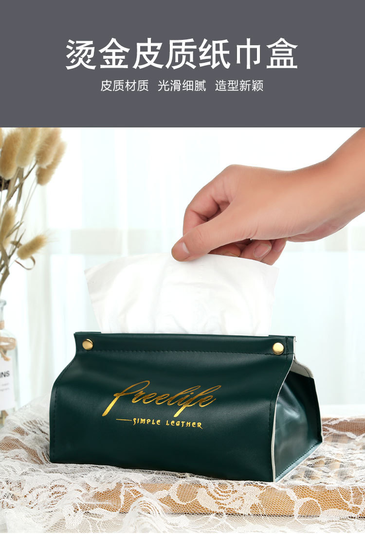 ins Nordic leather tissue box, tissue box, living room home creative tissue box, car-mounted custom desktop tissue box pic 3