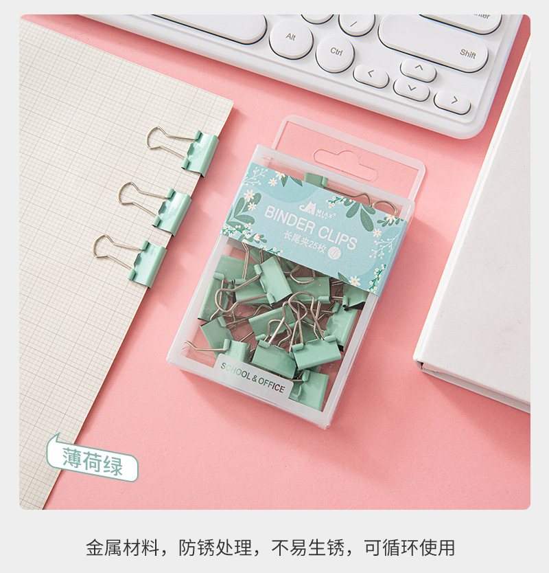 Factory direct supply 19mm long-tail clip box wholesale, macaron-colored office convenient binding ticket clip, cute little clip pic 11