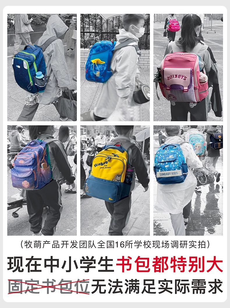 牧萌儿童雨衣男女孩全身防暴雨带书包位雨衣透气耐磨上学徒步雨披详情9