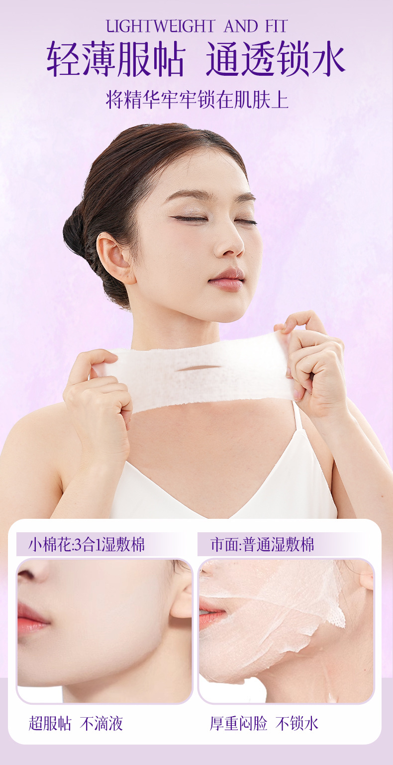 Wholesale of small cotton three-in-one perforated wet compress cotton, ultra-fine Tencel facial wet compress stretchable mask cotton sheets pic 7