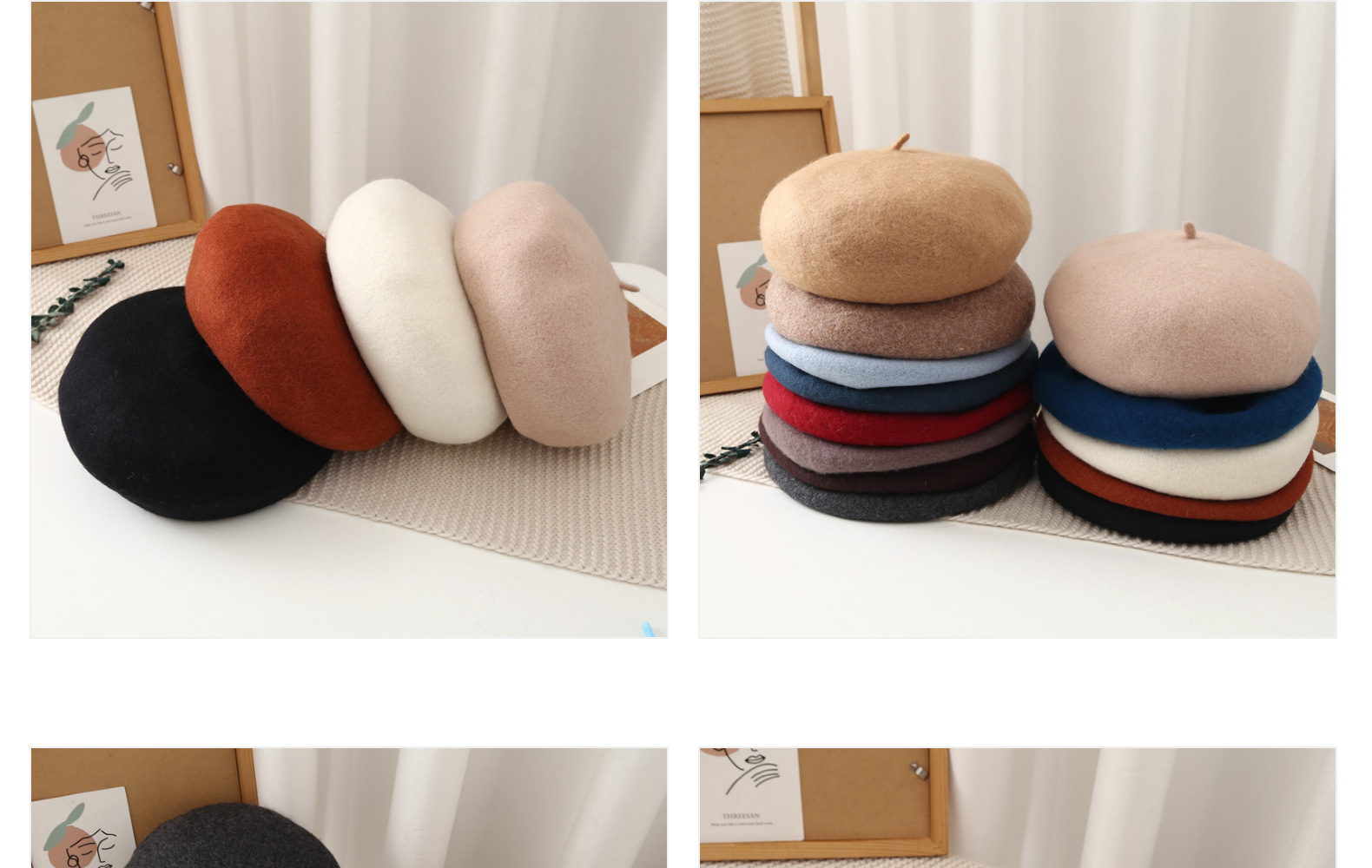 帽子女时尚秋冬羊毛贝雷帽韩国画家帽女生蓓蕾帽文艺百搭南瓜帽冬详情25